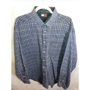 Tommy Hilfiger Thick Dress Shirt Men’s Size Large Gray Striped Button Up LS